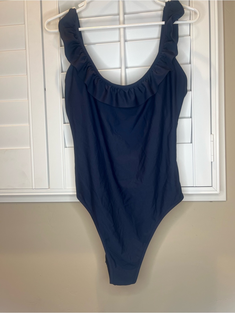 Women’s JCrew Navy Ruffle-Trim One-Piece Swimsuit size 16